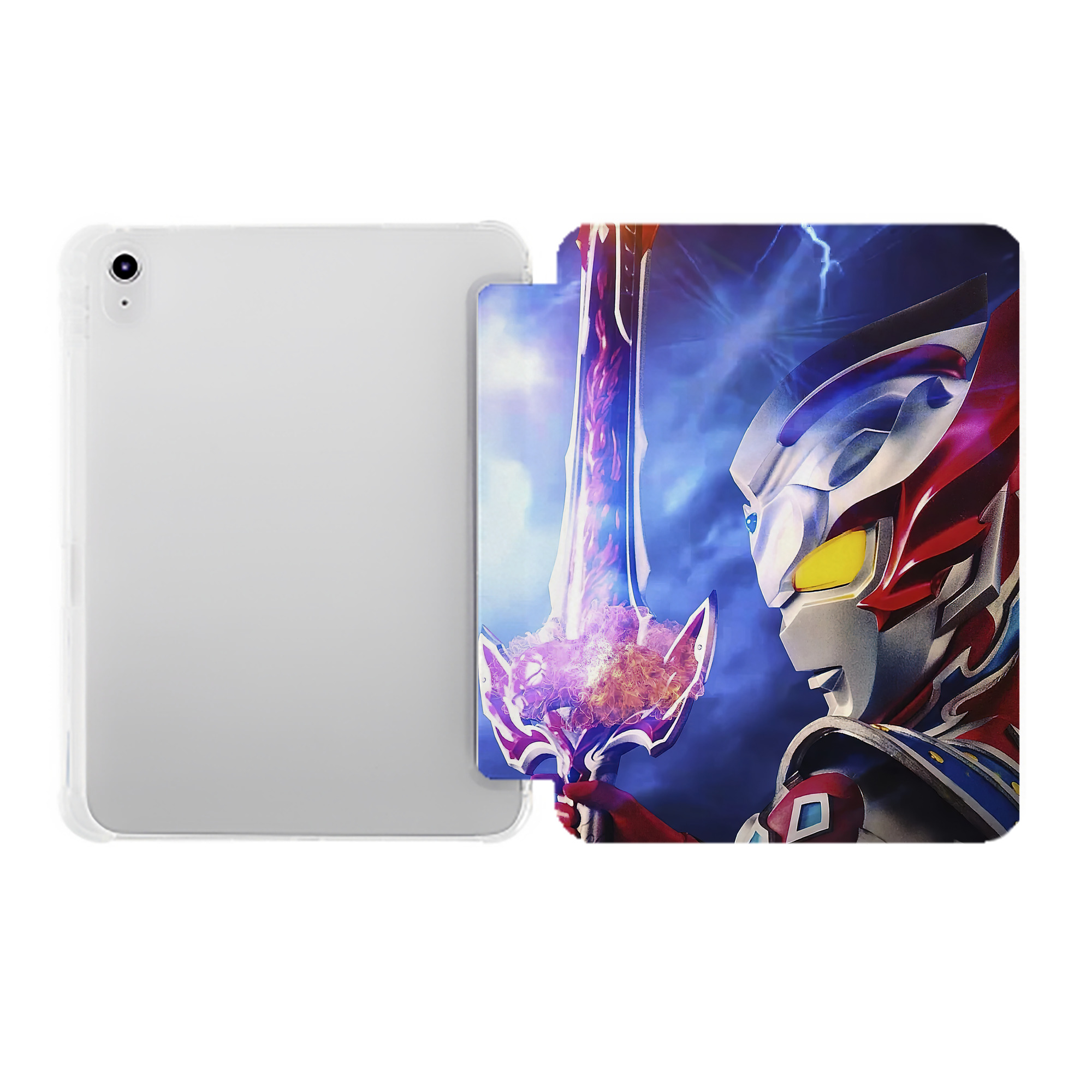 （画像用） ウルトラマン Ultraman IPad ケース ペン収納付き 三つ折りスタンド PUレザー×シリコン 対応機種9.5/10.5/10.9インチ